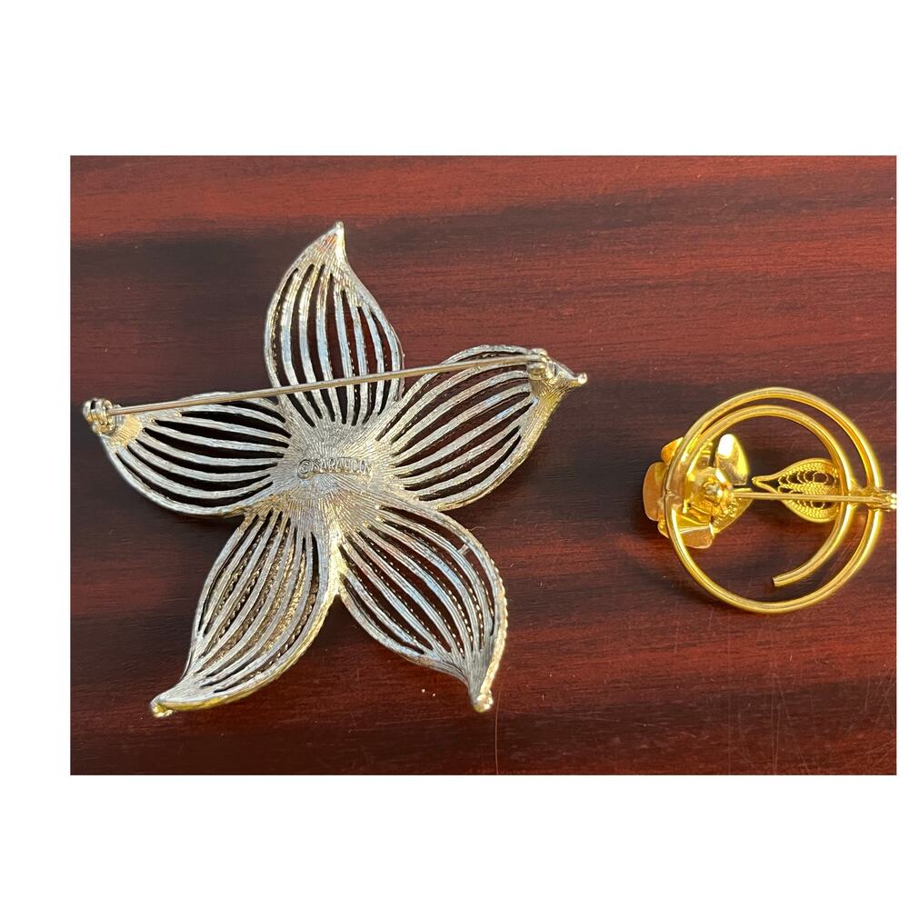 VTG Floral Brooch Lot of 6 Sarah Coventry K&T More Boho Cottage Core - Picture 5 of 10